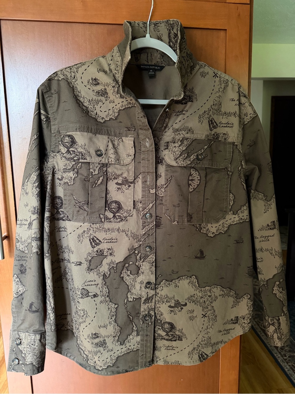 Banana Republic Map Print Utility Shirt Jacket